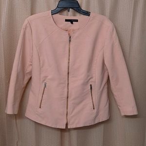 Dusty Pink Harve Benard Zip Up Moto Jacket For Upcycling Has Stains
